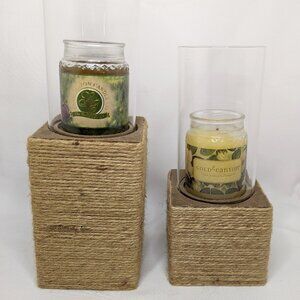 Gold Canyon Teene Jute Stands Set of 2 with 6" Glass Chimneys (New in Box)
